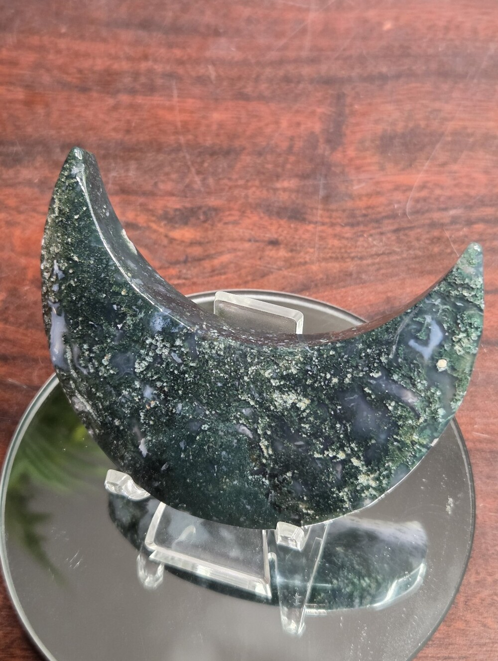 Moss Agate Crescent Moon - Picture 13 of 16